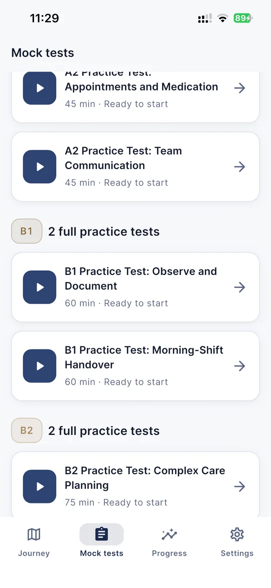 Mock test list